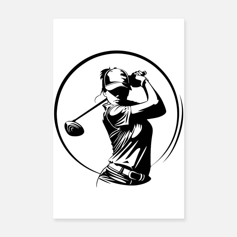 Silhouette de la femme golfeuse Poster 20 x 30 cm