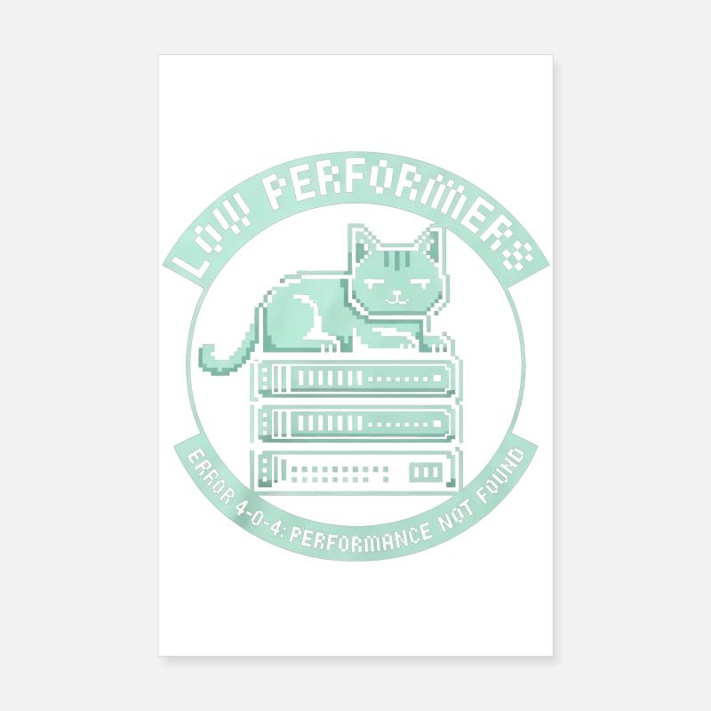 Low Performers Cat Server Pixel Art Poster 8" x 12" (20x30 cm)
