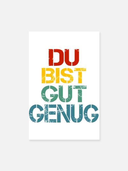 Du Bist Gut Genug Retro Bunt - Poster 20x30 cm - Weiß