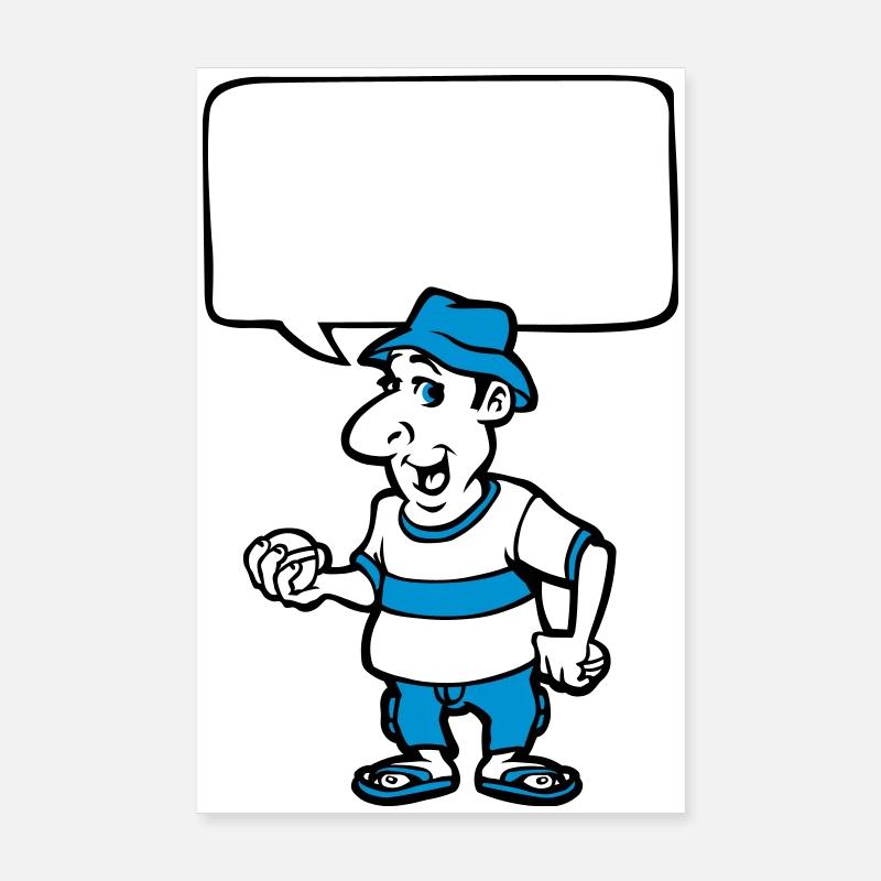 Pétanque et bulle de BD Poster 20 x 30 cm