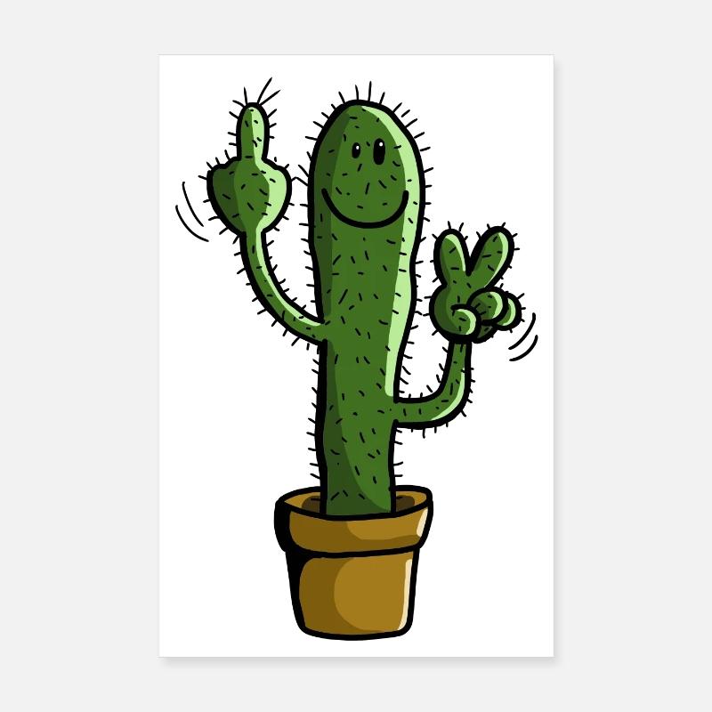 Prickly Cactus - Plant - Comic - Gift Poster 8" x 12" (20x30 cm)