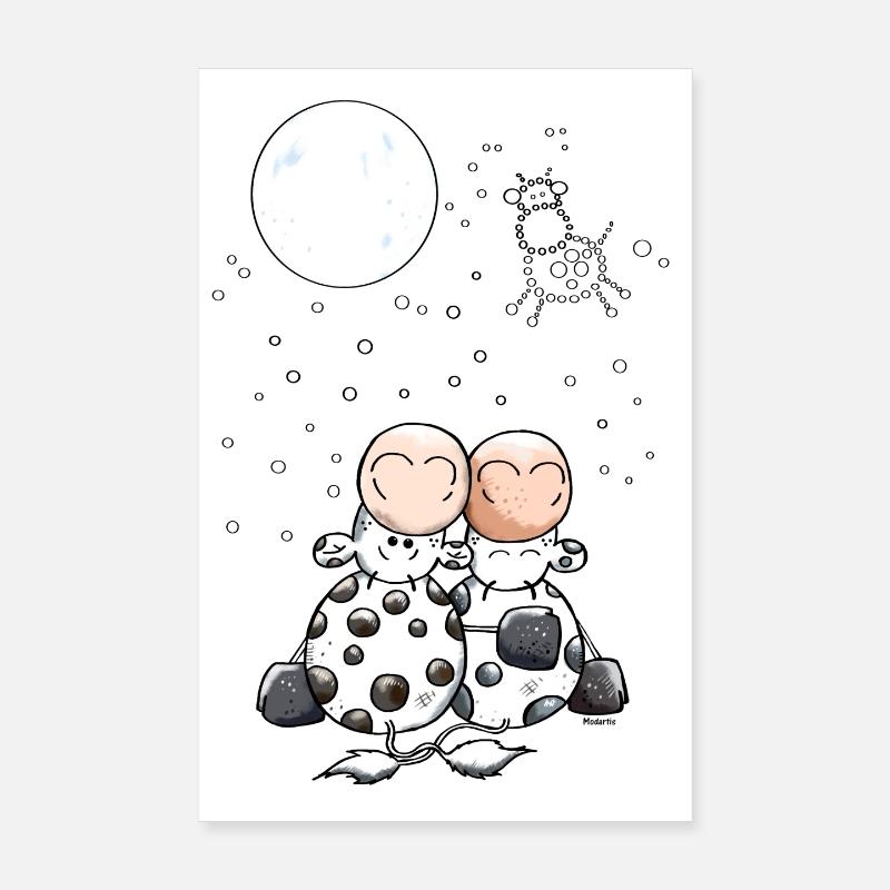 Romantic Cow Star Poster 8" x 12" (20x30 cm)