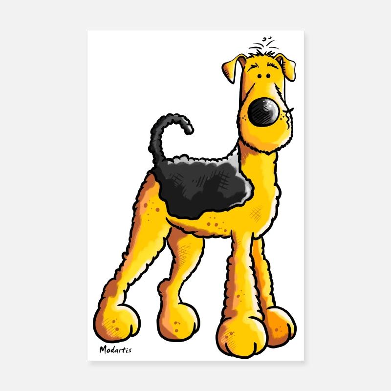 Süßer Airedale Terrier - Poster 20x30 cm - Weiß