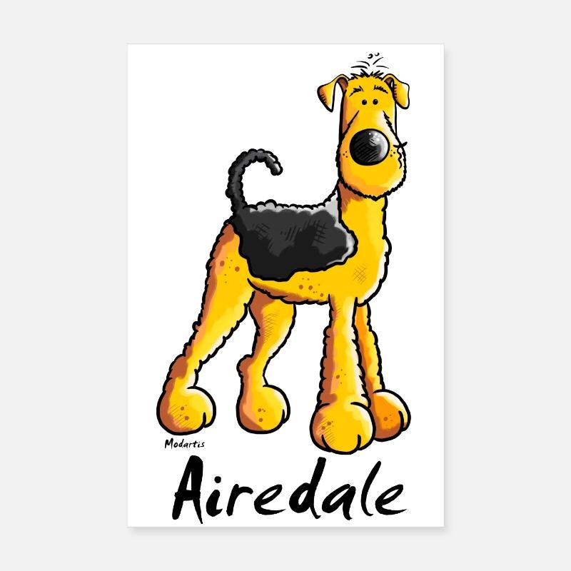 Fröhlicher Airedale Terrier - Poster 20x30 cm - Weiß