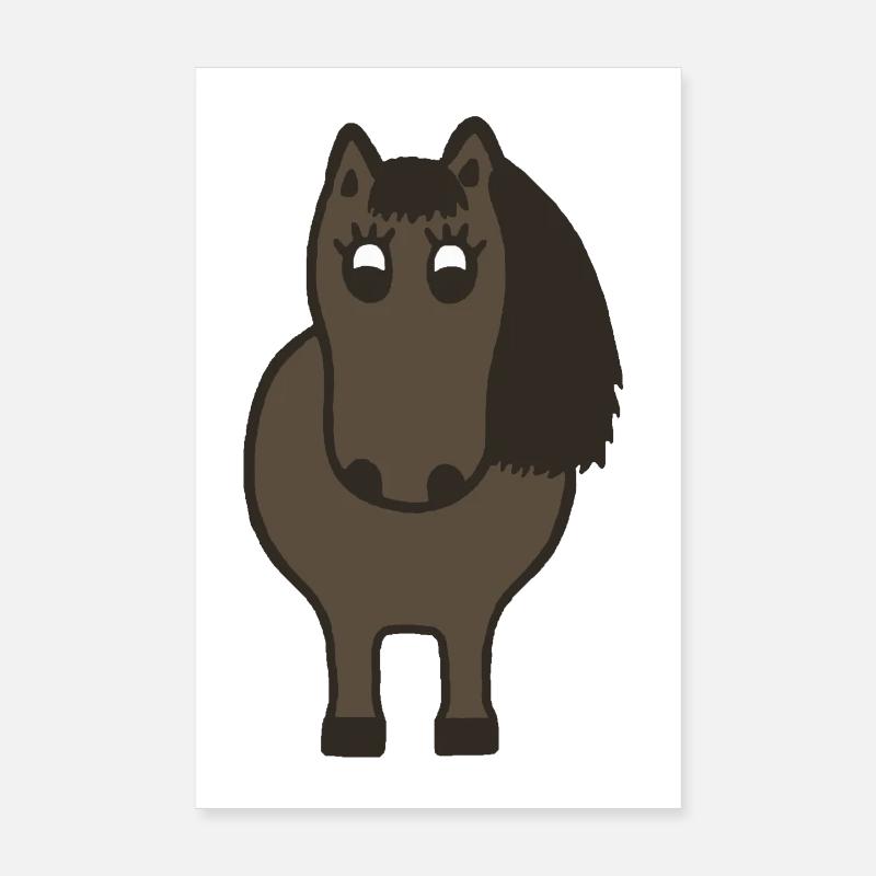 Kugelrundes Pony - Poster 20x30 cm - Weiß