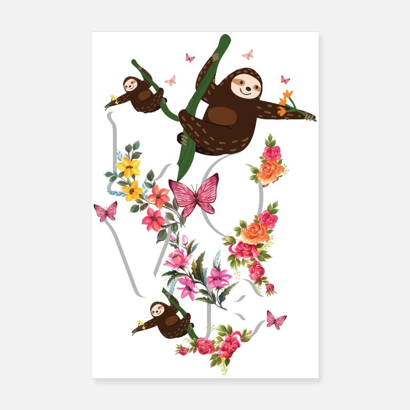 Love Sloth Cute Sloth Design Poster 8" x 12" (20x30 cm)