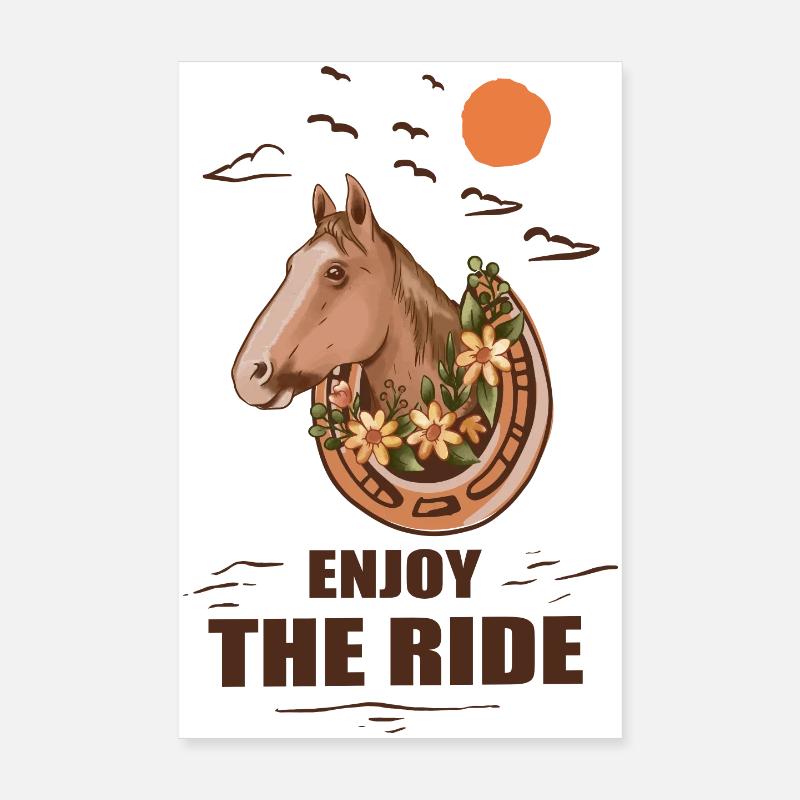 Cheval et cavalier Poster 20 x 30 cm