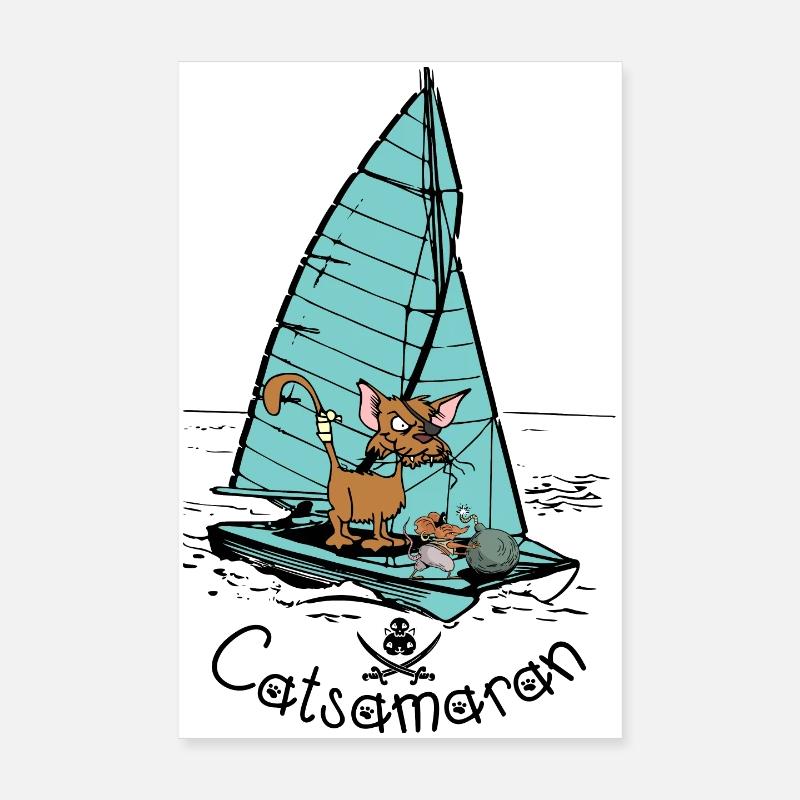 Catamaran Cat Boat - Poster 20 x 30 cm - blanc