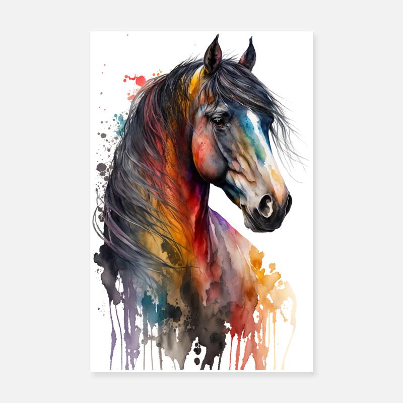 Amoureux des chevaux multicolores | Conception du cheval Poster 20 x 30 cm