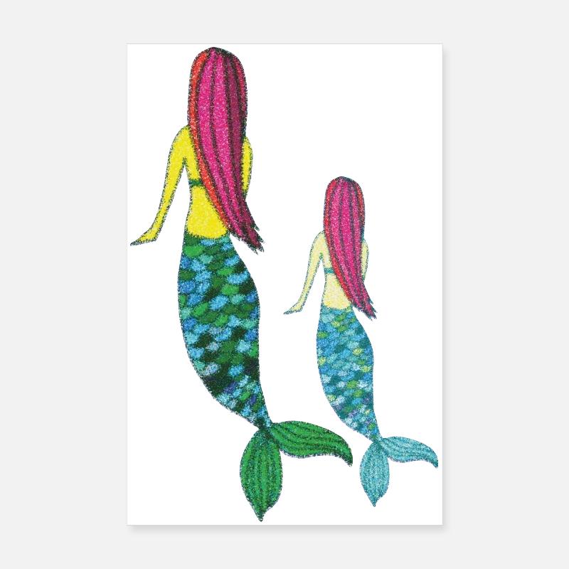 meerjungrau mutter tochter Poster 20x30 cm