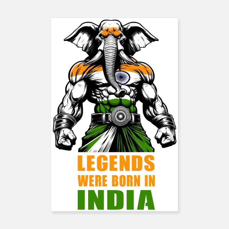 Motif de légendes d'éléphants d'Inde Poster 20 x 30 cm