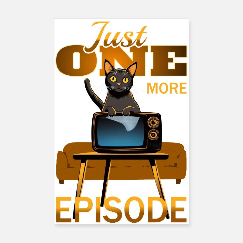 Chat à la télé Poster 20 x 30 cm