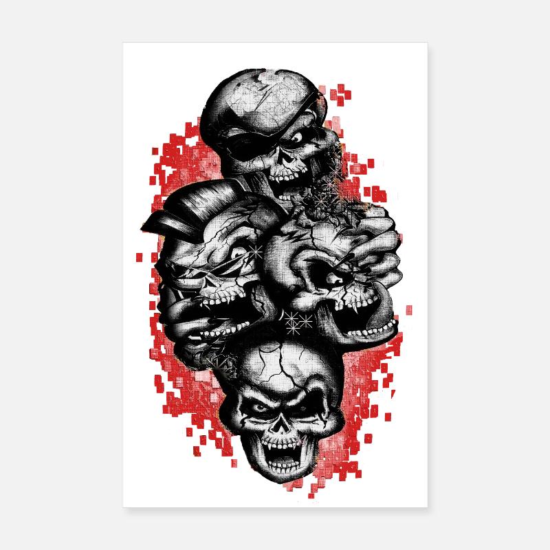 Roter Totenkopf Poster 20x30 cm