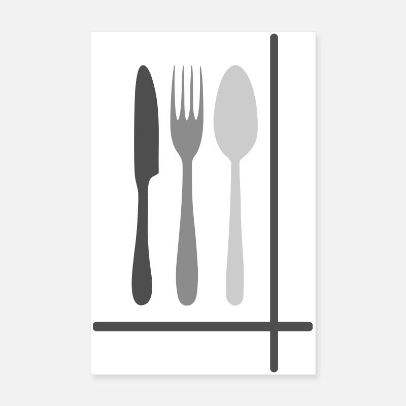 Besteck Silhouetten Minimalistisch Poster 20x30 cm