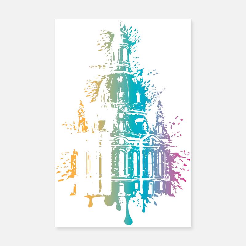 Logo souvenir de l’explosion de couleurs de Dresde Frauenkirche Poster 20 x 30 cm
