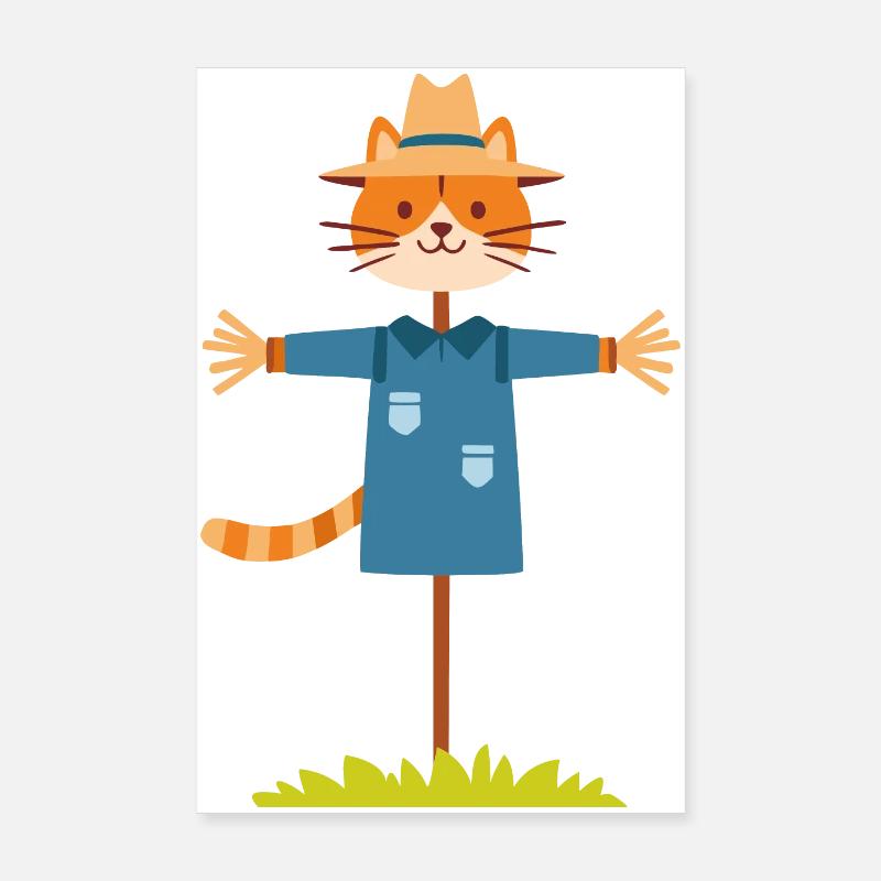 Scarecrow Cat Poster 8" x 12" (20x30 cm)