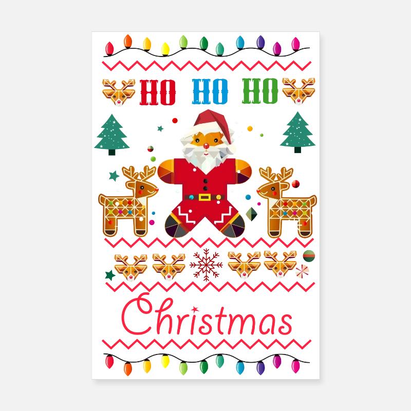 Pull de Noël moche Design-Père Noël et renne Poster 20 x 30 cm