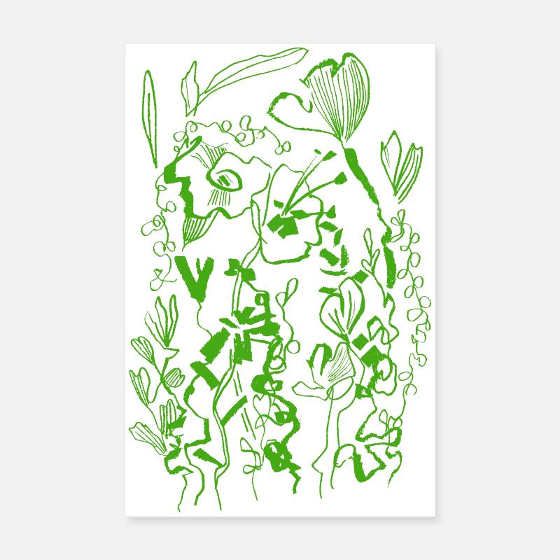 FLEURS VERTES Poster 20 x 30 cm