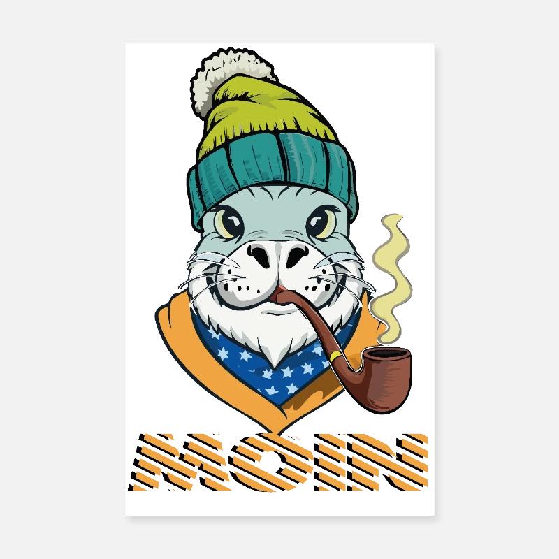 Moin - Seebär der Nordsee mit Pfeife Poster 20x30 cm