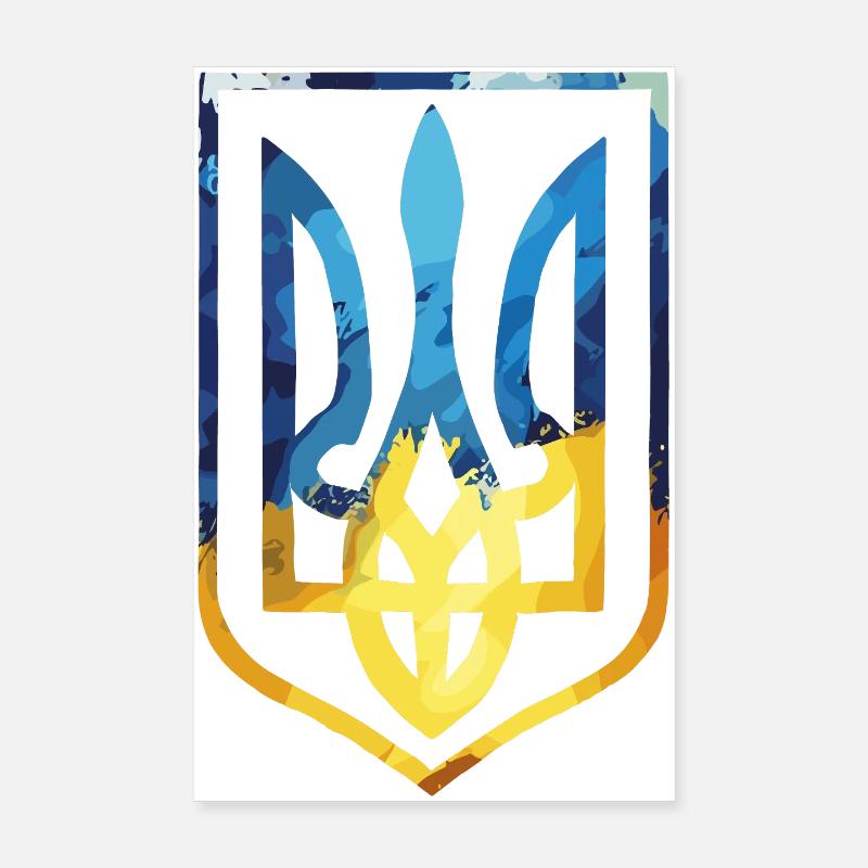 Armoiries de l’Ukraine Drapeau ukrainien Trysub Cadeau Poster 20 x 30 cm