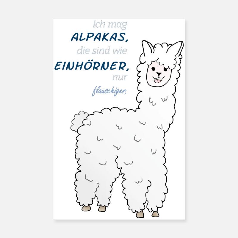 Einhorn-Alpakas - Poster 20x30 cm - Weiß