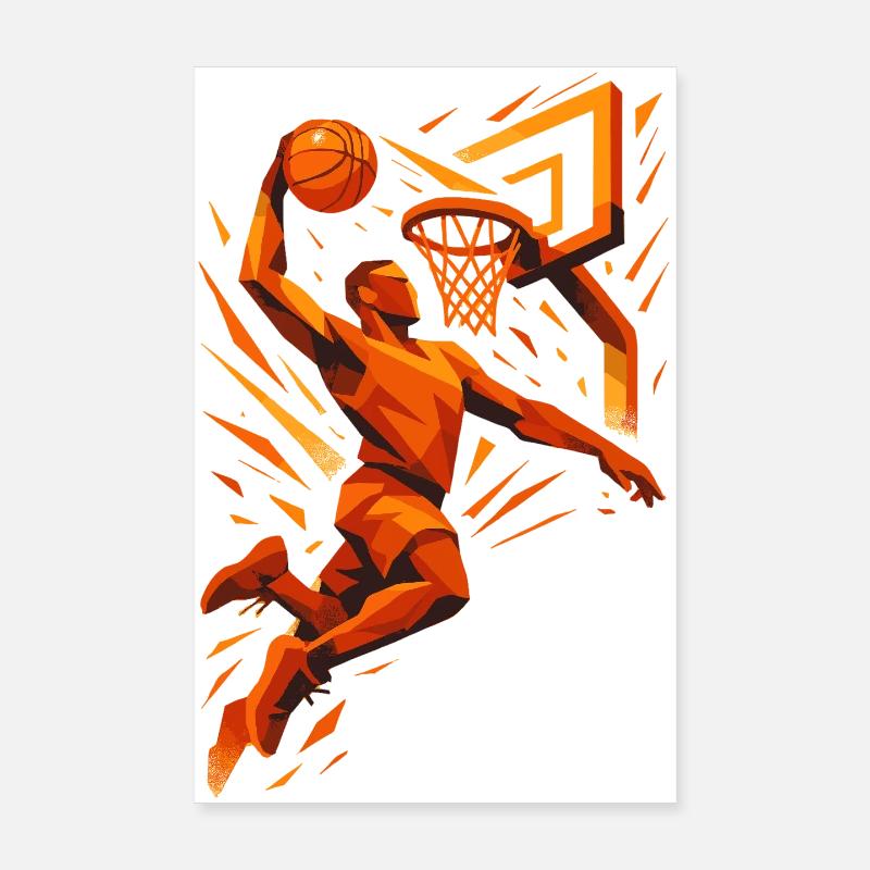 Basketball Slam Dunk Throw Player Dunking Gift Poster 8" x 12" (20x30 cm)