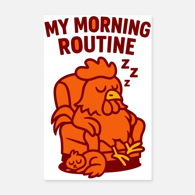 Lazy Morning Routine Poster 20x30 cm