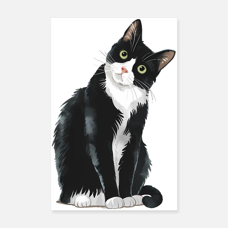 Black And White Cat Poster 8" x 12" (20x30 cm)