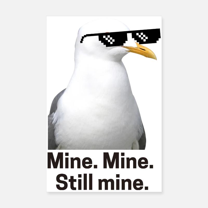 Pixelated seagull with Sunglasses Design - Poster 8" x 12" (20x30 cm) - white