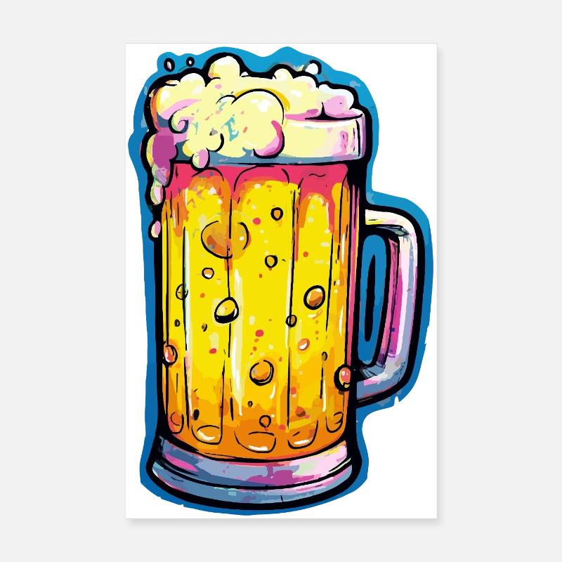 Bier Comic Bierglas Poster 20x30 cm