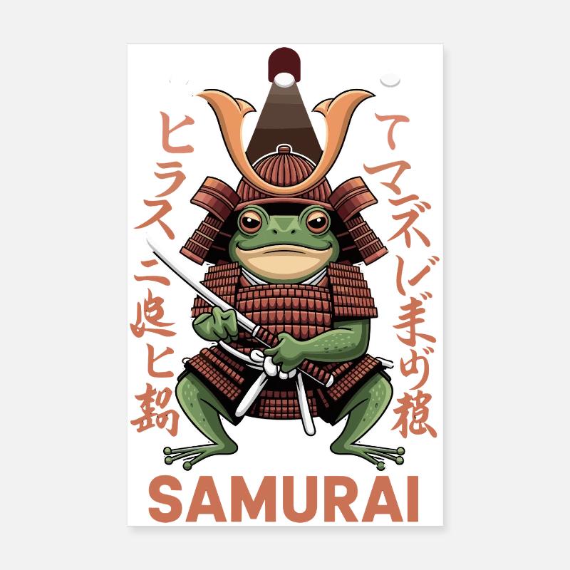 Illustration de guerrier grenouille samouraï avec Poster 20 x 30 cm