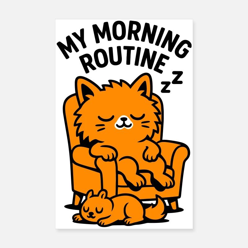 Morning Routine Cat Poster 20x30 cm