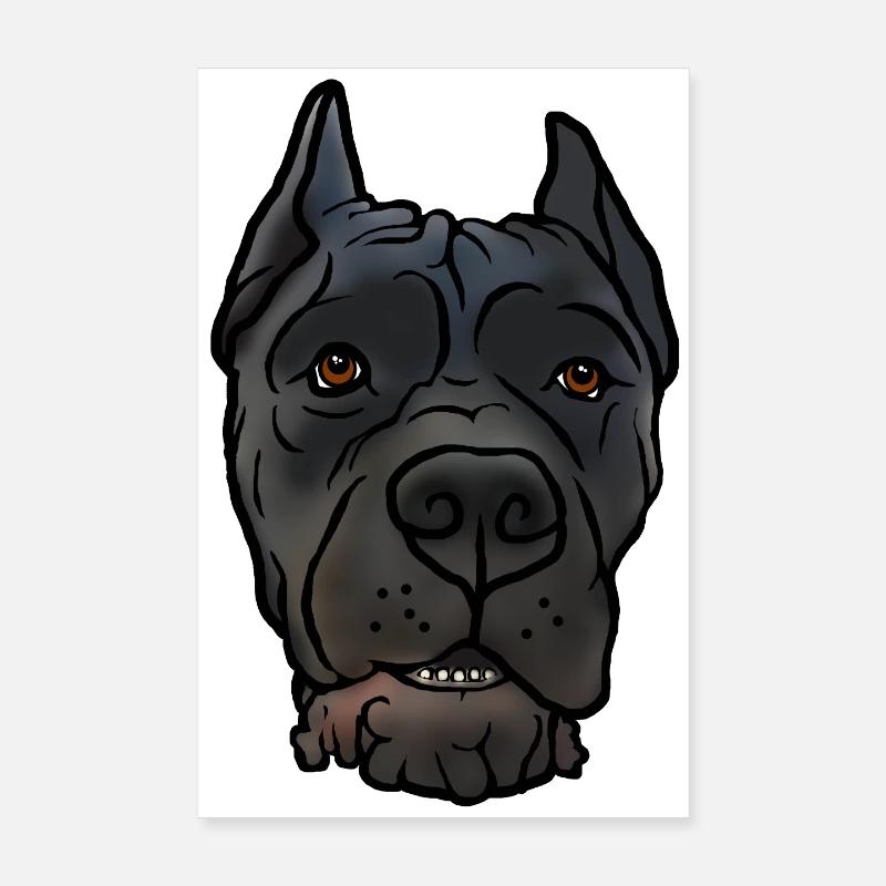 Cane Corso accroche la tête dans un style comique Poster 20 x 30 cm