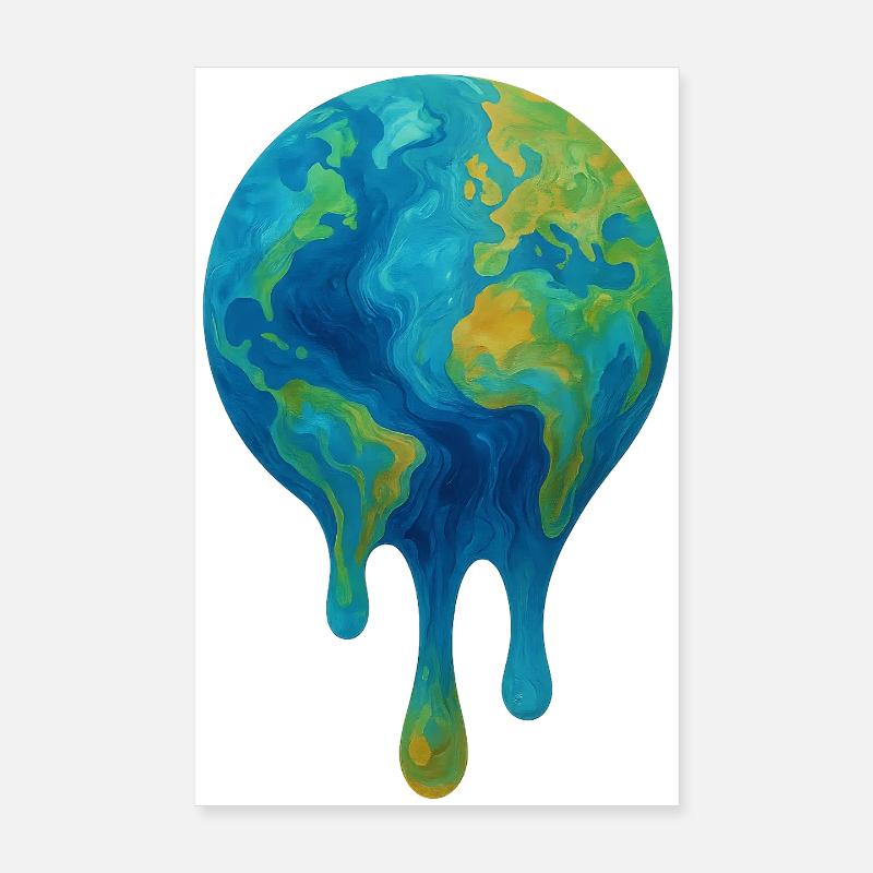 Melting Globe – Abstract Climate Art Poster 8" x 12" (20x30 cm)