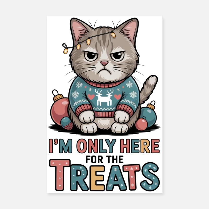 Chat sinistre en pull de Noël Poster 20 x 30 cm