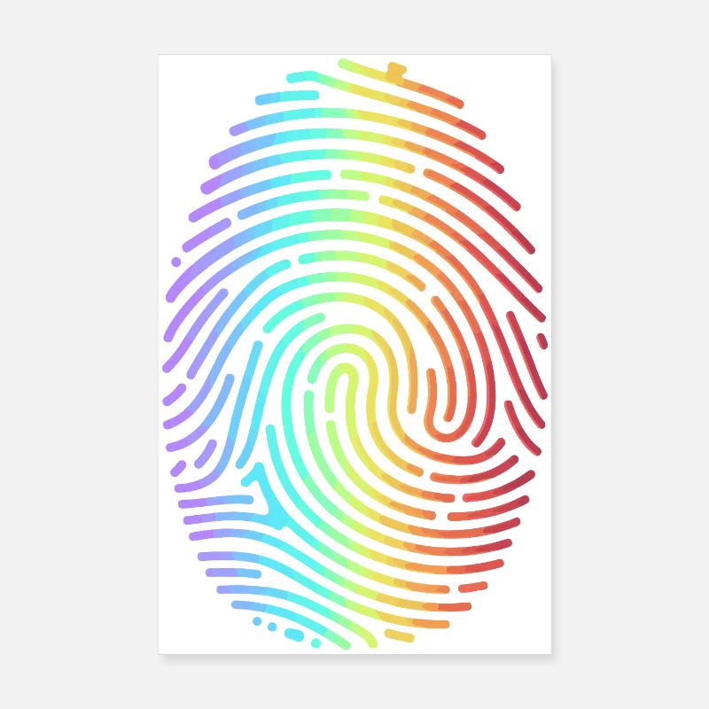 Empreinte digitale arc-en-ciel colorée Poster 20 x 30 cm