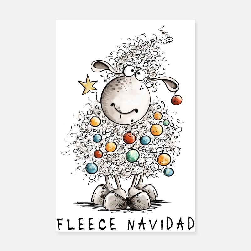 Fleece Navidad Weihnachtsschaf Cartoon Schaf Poster 20x30 cm