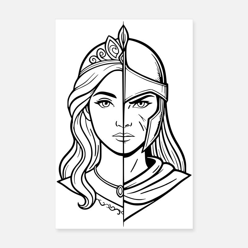 Princess & Warrior Woman Poster 8" x 12" (20x30 cm)