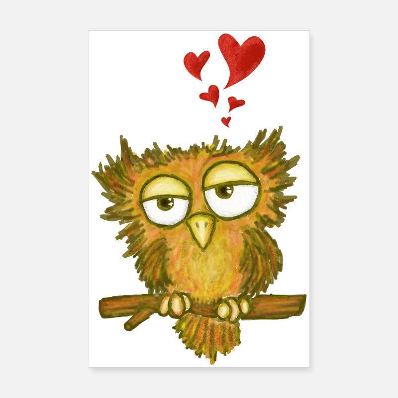 Verliebte Eule Poster 20x30 cm