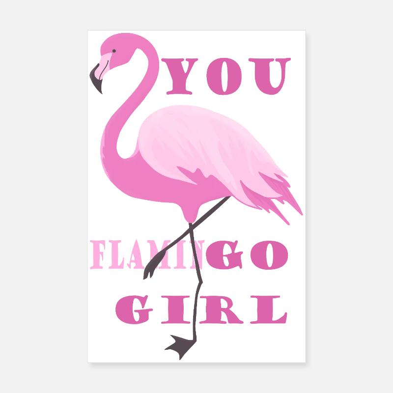 Flamingo Girl Stil-Statement - Poster 20x30 cm - Weiß