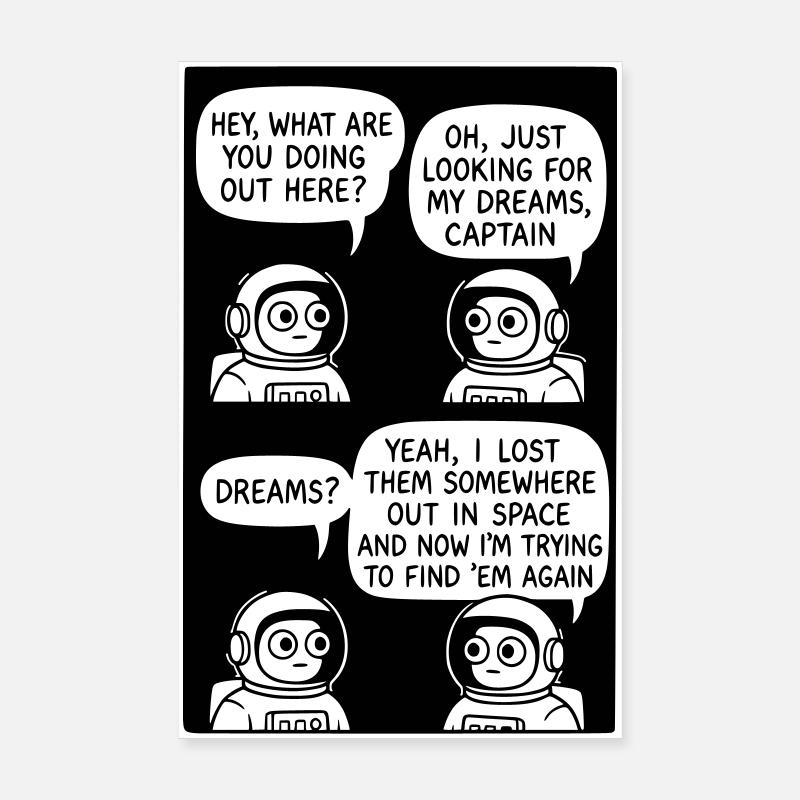 Astronaut Finding Lost Dreams Cartoon Poster 8" x 12" (20x30 cm)