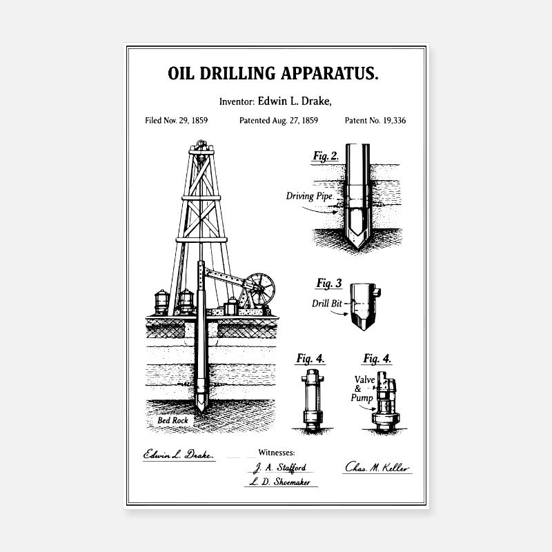 oil drilling blueprint Poster 8" x 12" (20x30 cm)