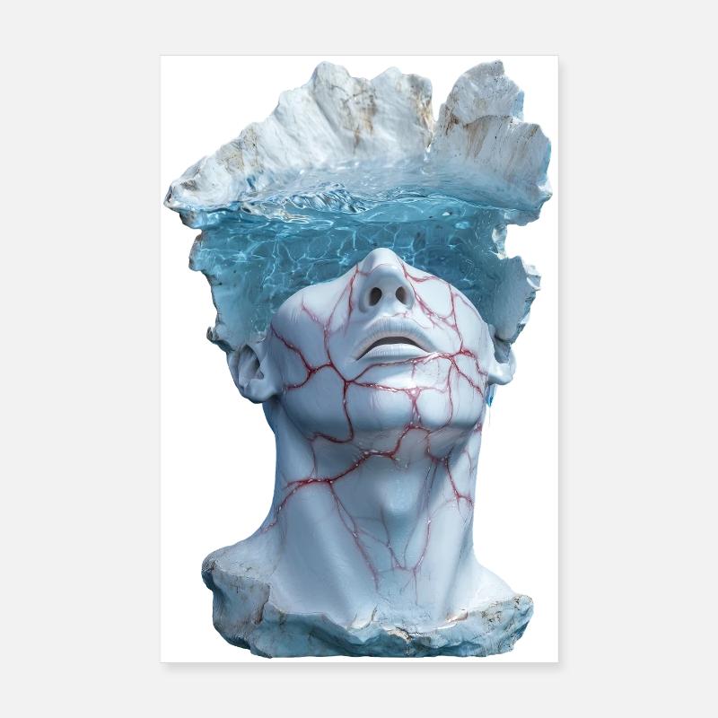 surreale Marmorstatuenbüste Poster 20x30 cm