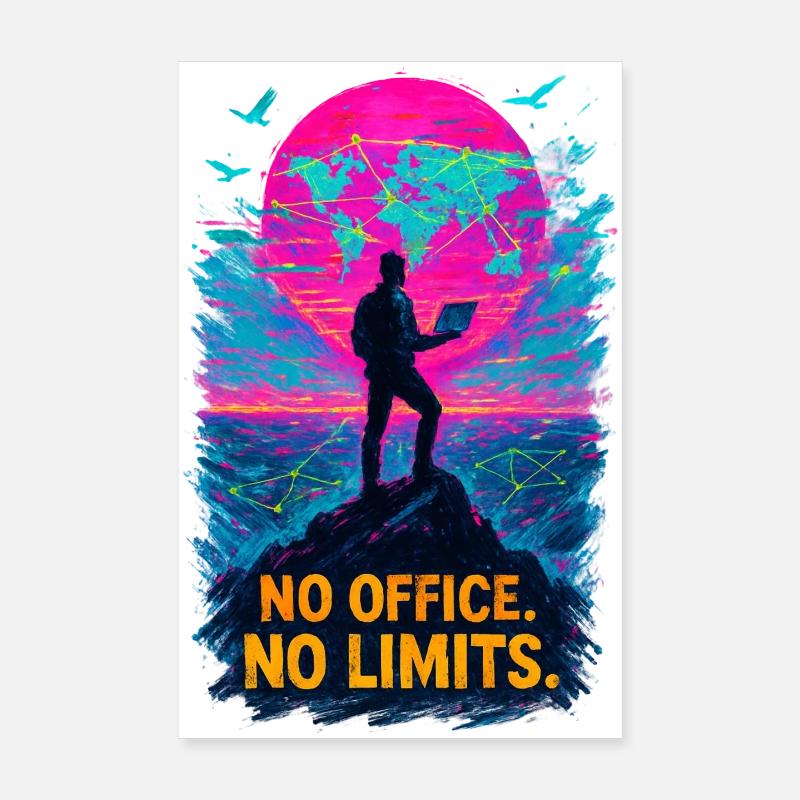 Telecommuting No office, no limits Poster 8" x 12" (20x30 cm)