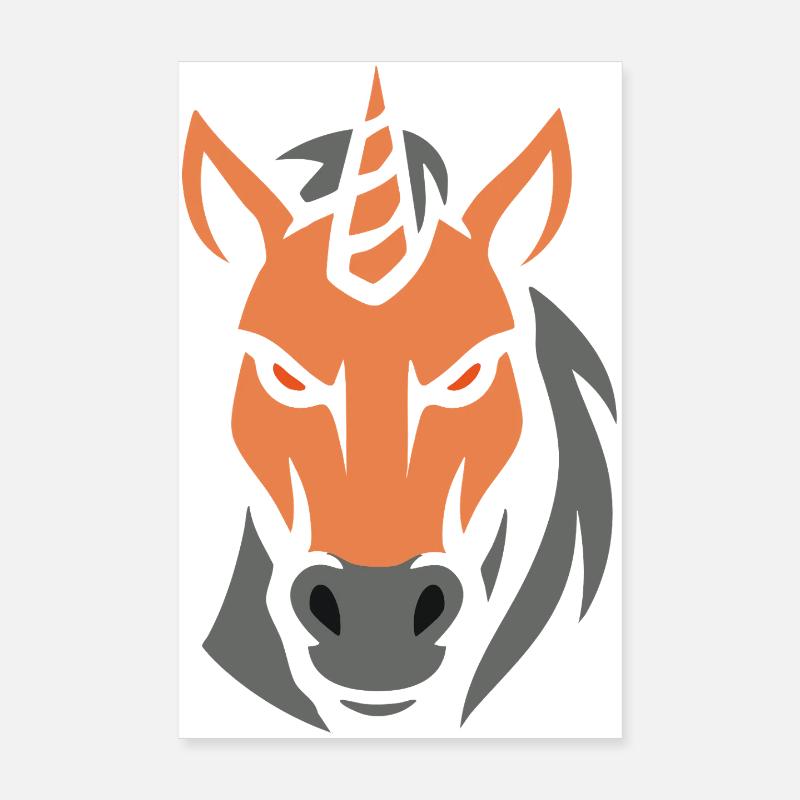 Geometric Unicorn Head Evil Poster 8" x 12" (20x30 cm)