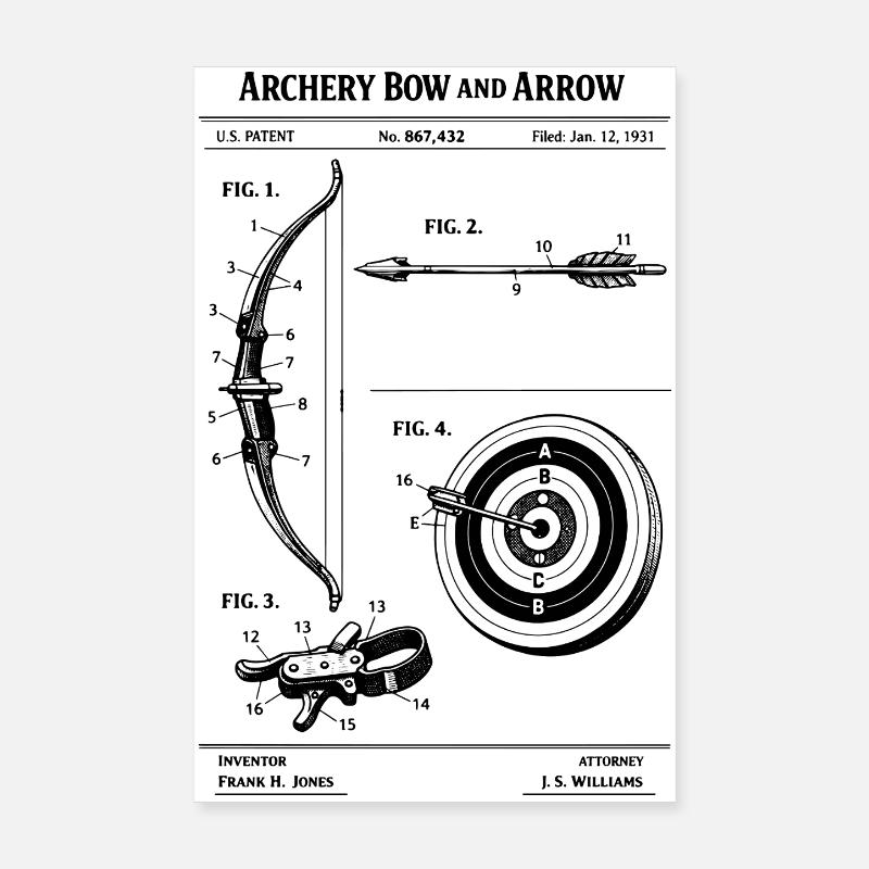Conception du brevet du plan de tir à l’arc Poster 20 x 30 cm