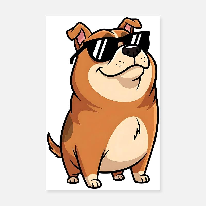 Dicker Dackel mit Sonnenbrille Poster 20x30 cm