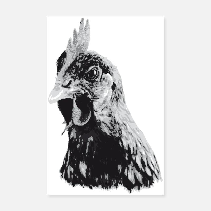 Fans de poulet - Coq - Coq - Poulet fleur - Bio Poster 20 x 30 cm