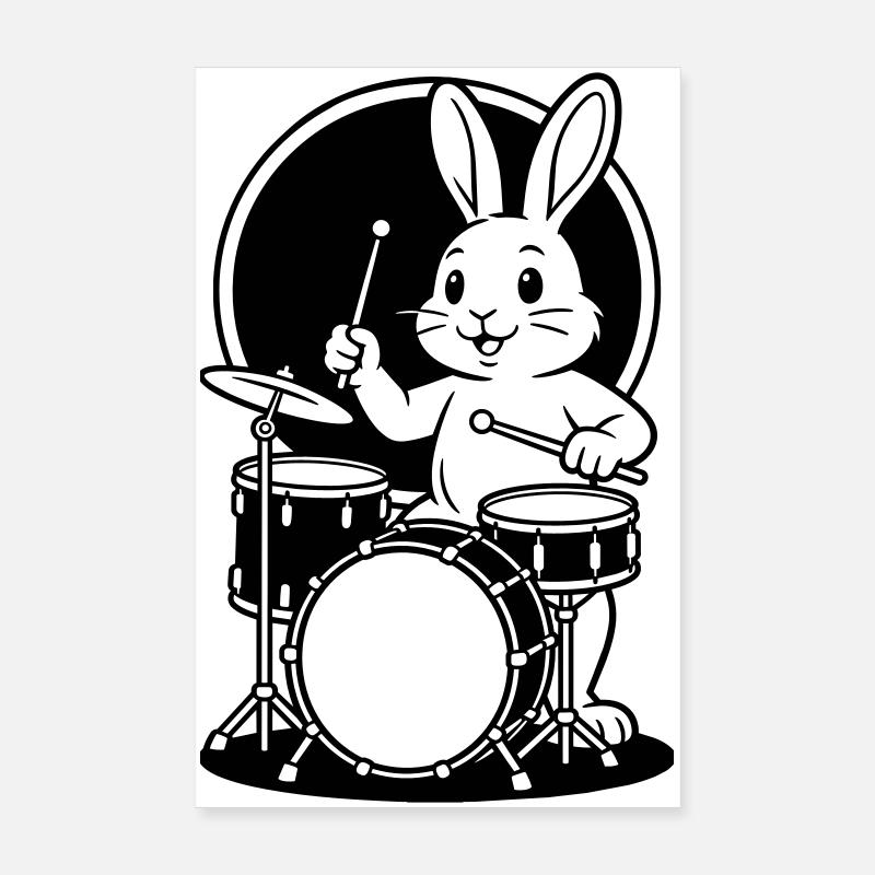 hare on drum kit Poster 8" x 12" (20x30 cm)
