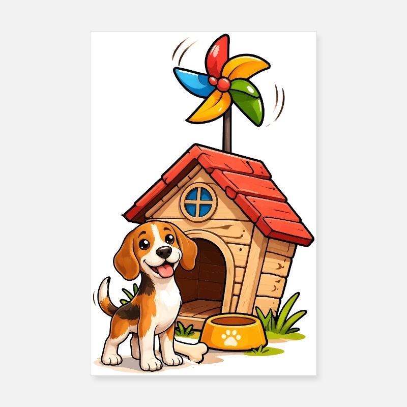 Conception amusante de la maison de chien Beagle Poster 20 x 30 cm